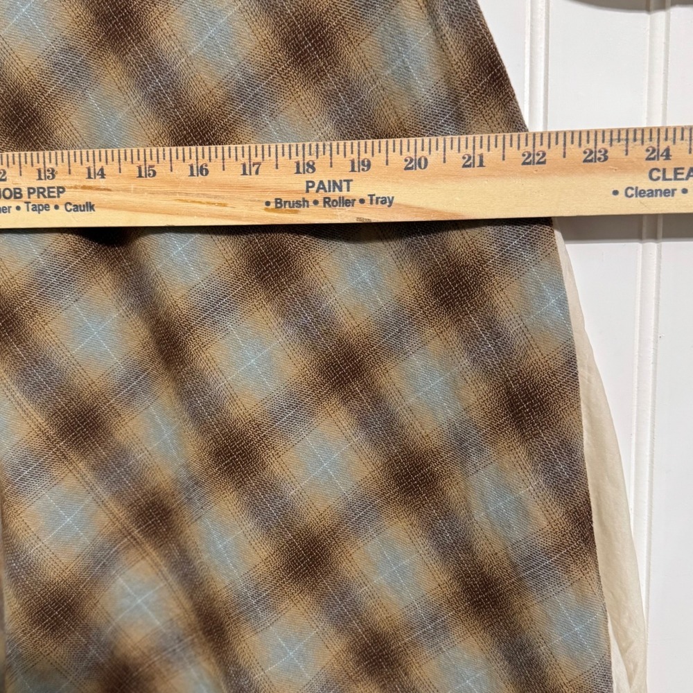 CP Shades Plaid Cotton Silk Mixed Media Blouse High Low Hem Made in USA Large - Picture 5 of 8